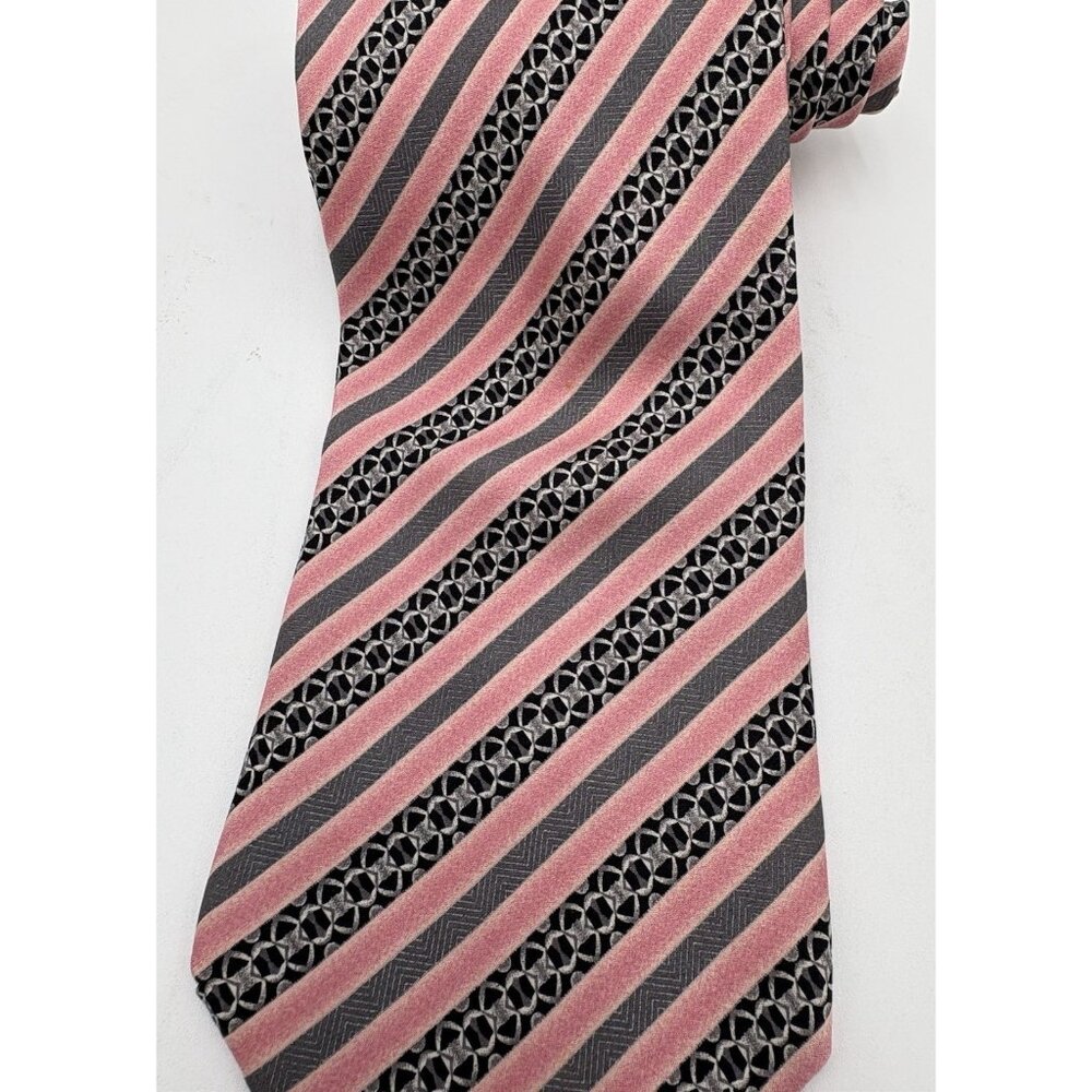 Pink Necktie 100% Silk Italian Tie Fabio Caviglia Striped Necktie Designer EUC